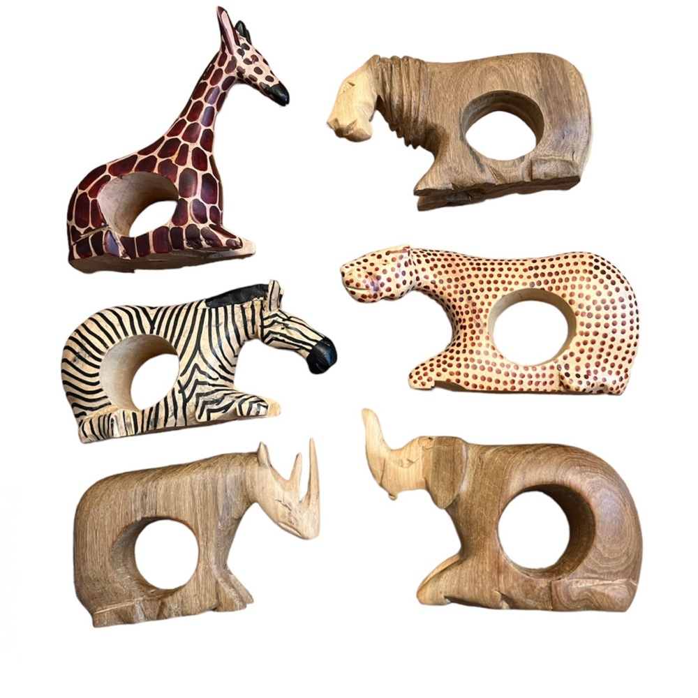African safari six napkin rings